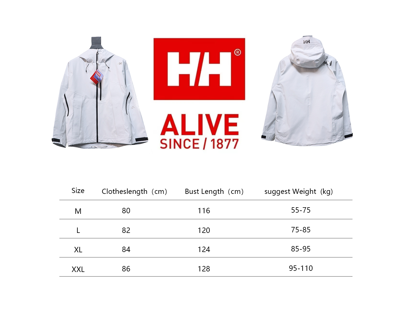 Helly Hansen HH Outdoor Mountaineering Cold And Windproof H2 Hard Shell Jacket White