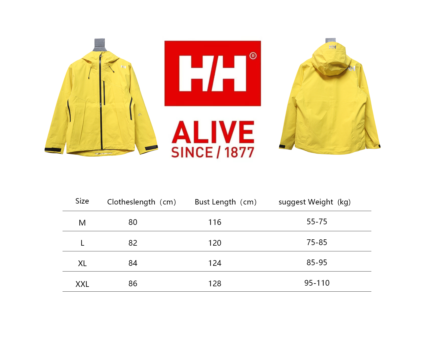 Helly Hansen HH Outdoor Mountaineering Cold And Windproof H2 Hard Shell Jacket Yellow