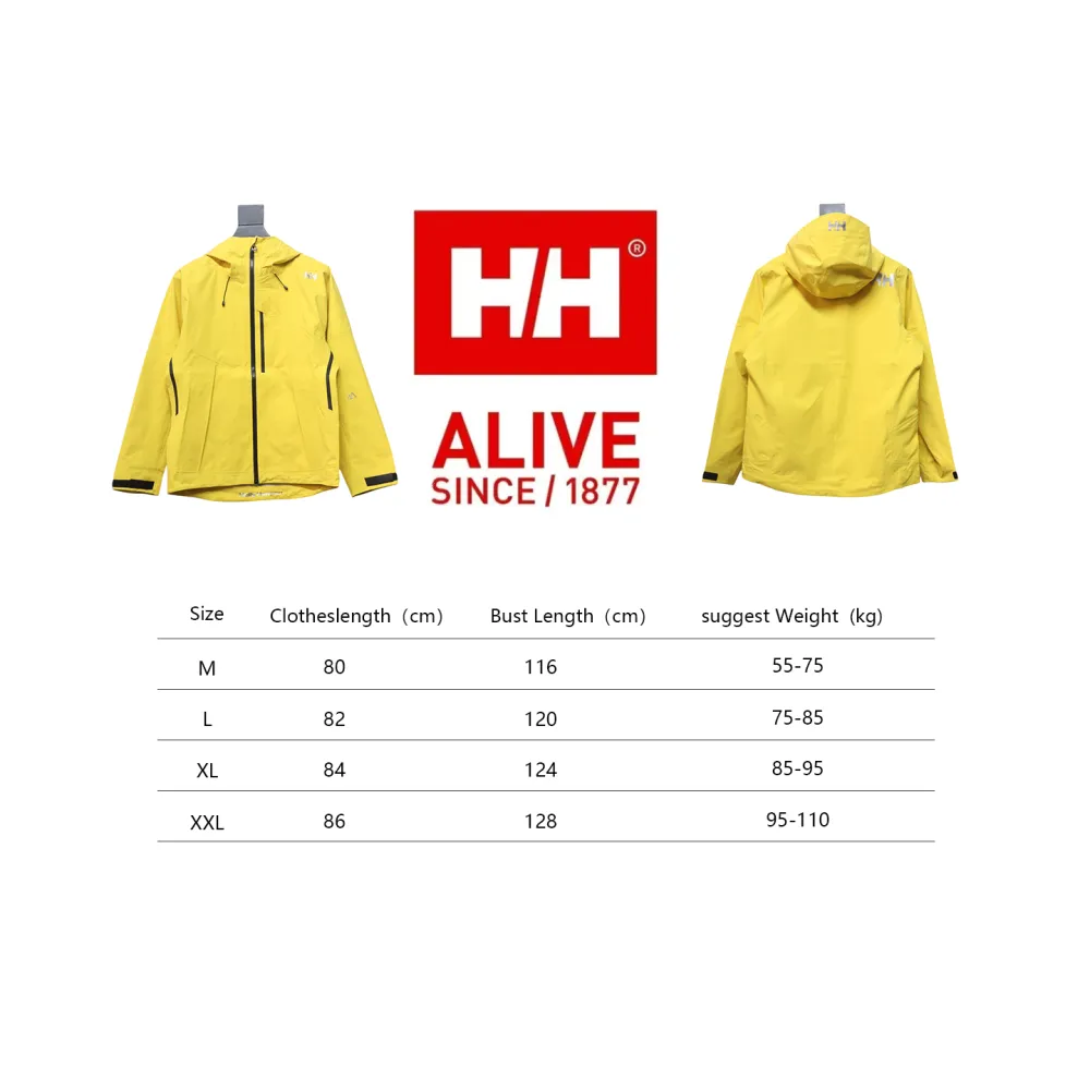 Helly Hansen HH Outdoor Mountaineering Cold And Windproof H2 Hard Shell Jacket Yellow