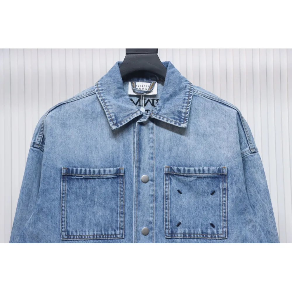 Maison Margiela 24Fw Corner Stitching Back Inverted Lettering Denim Jacket
