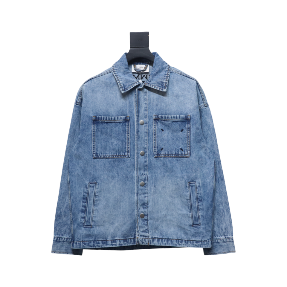 Maison Margiela 24Fw Corner Stitching Back Inverted Lettering Denim Jacket