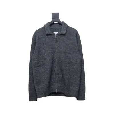 Maison Margiela 23Fw Back Four Corner Seam Leather Zipper Cardigan Sweater 01