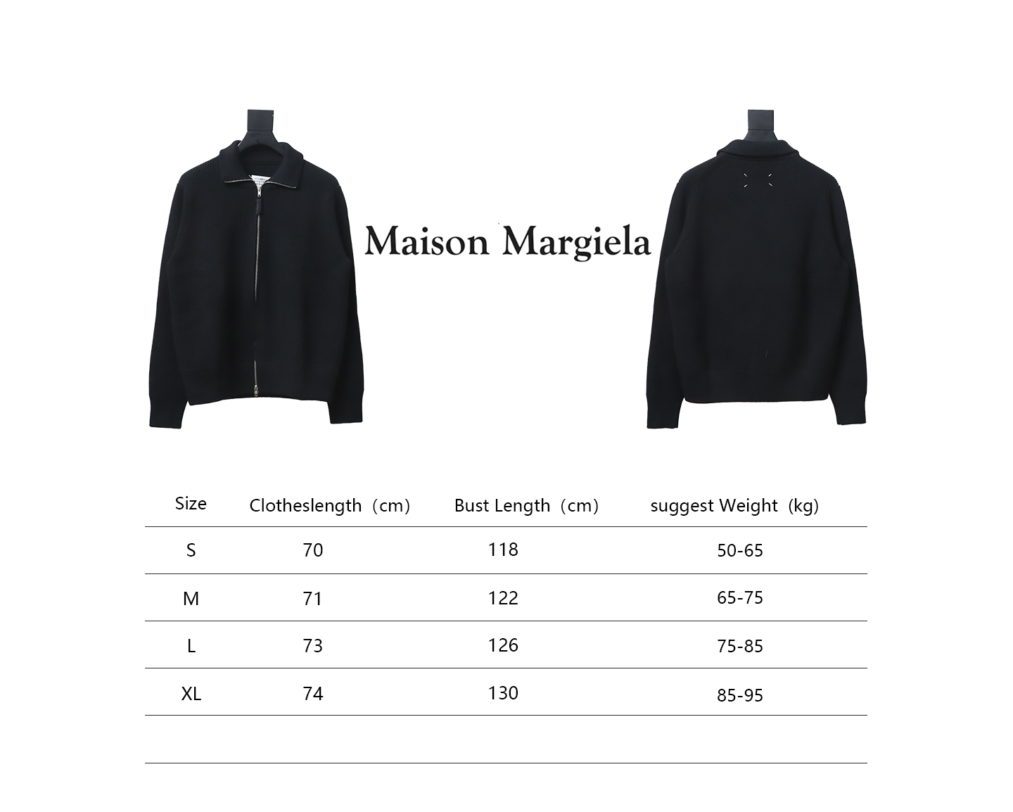 Maison Margiela 23Fw Corner Seam Leather Zipper Cardigan Sweater Black