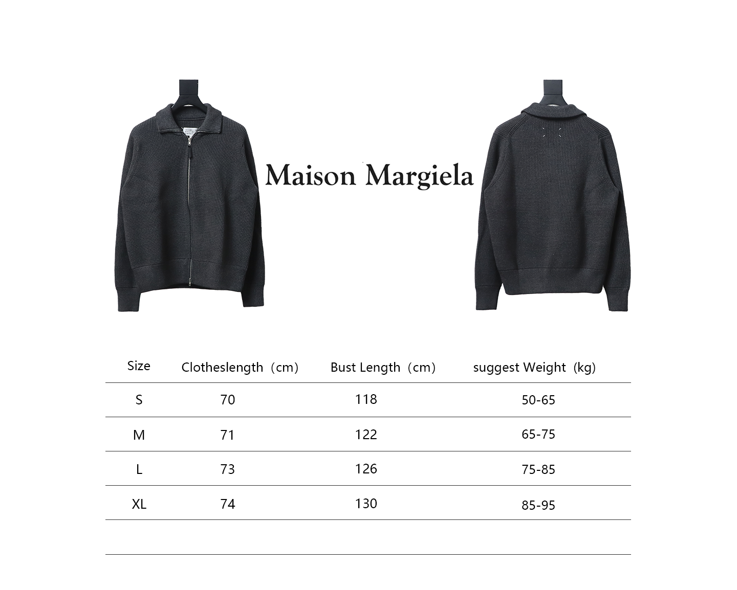 Maison Margiela 23Fw Corner Seam Leather Zipper Cardigan Sweater Grey