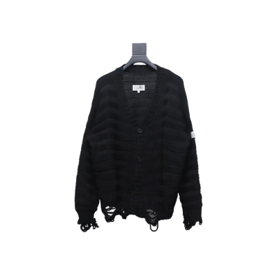 Maison Margiela 24FW Destroyed Knit Cardigan Black 01