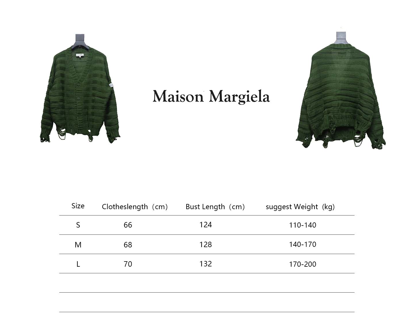 Maison Margiela 24FW Destroyed Knit Cardigan Green