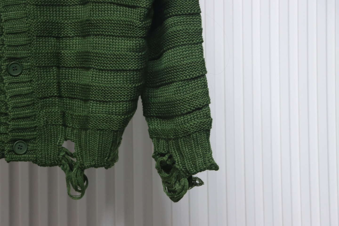 Maison Margiela 24FW Destroyed Knit Cardigan Green