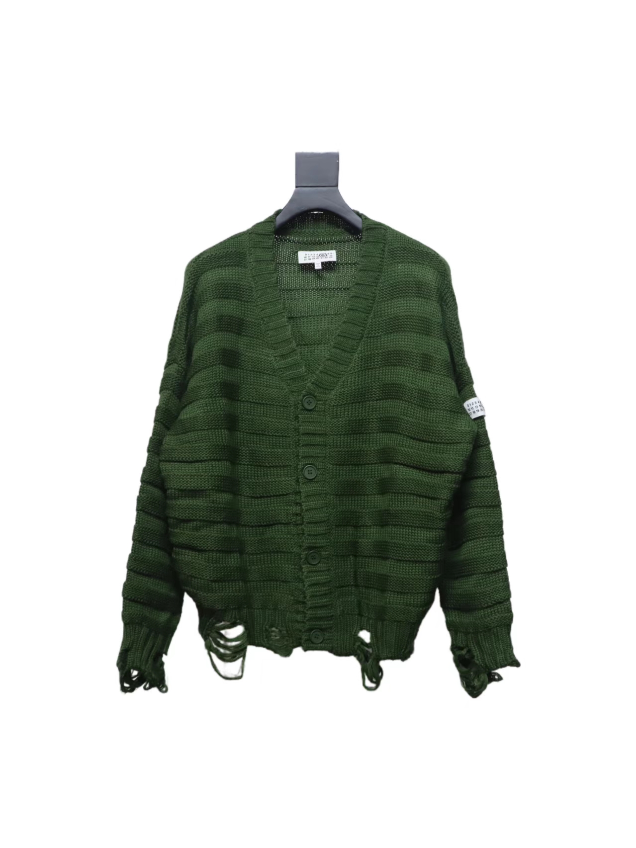 Maison Margiela 24FW Destroyed Knit Cardigan Green