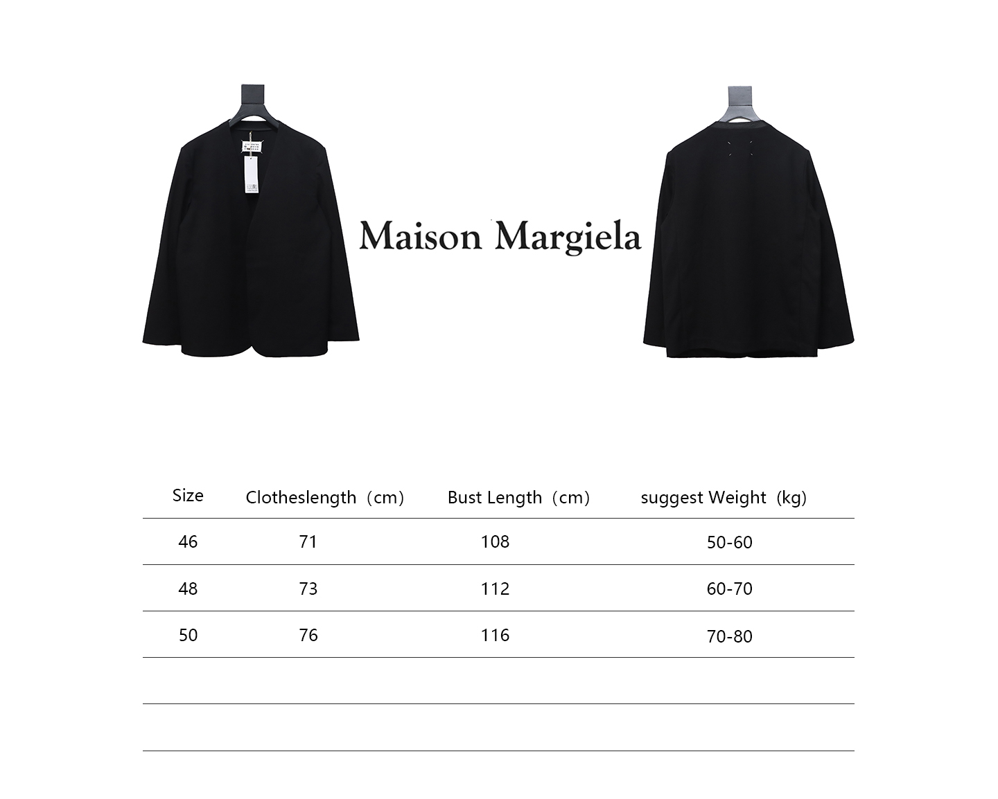Maison Margiela 24Fw Wool Blend Collarless Blazer
