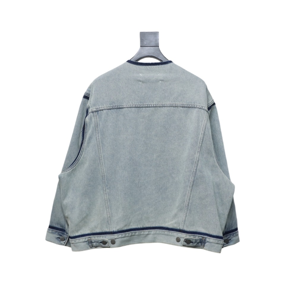 Maison Margiela Ice Blue Collarless Denim Jacket