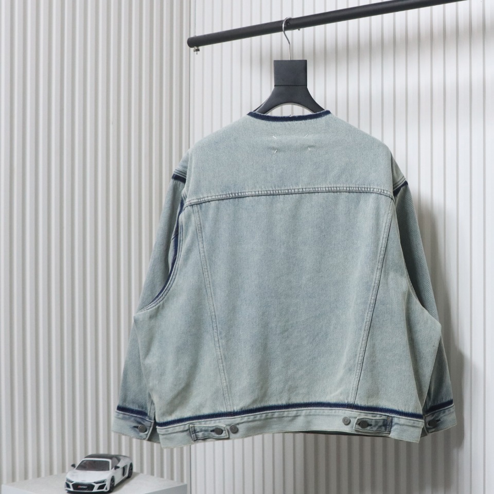 Maison Margiela Ice Blue Collarless Denim Jacket