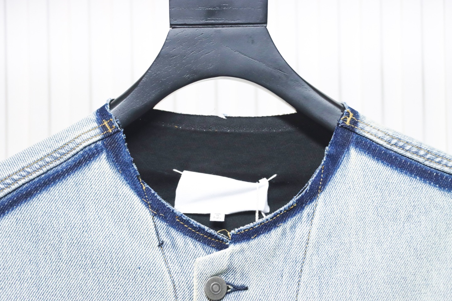 Maison Margiela Ice Blue Collarless Denim Jacket