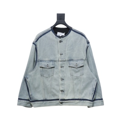 Maison Margiela Ice Blue Collarless Denim Jacket 01