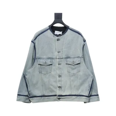 Maison Margiela Ice Blue Collarless Denim Jacket 01