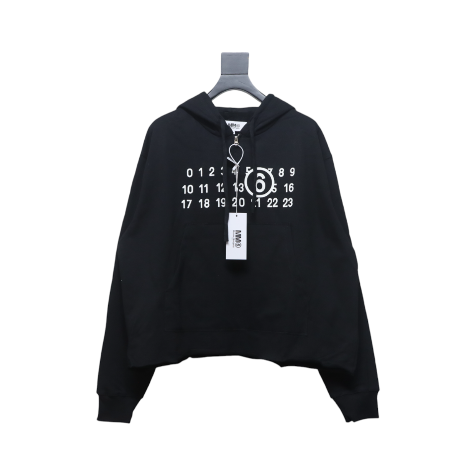 Maison Margiela MM6 23FW Margiela Fluorescent Lettering Hooded Hoodie Black