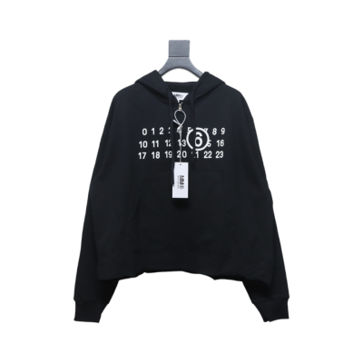 Maison Margiela MM6 23FW Margiela Fluorescent Lettering Hooded Hoodie Black 01