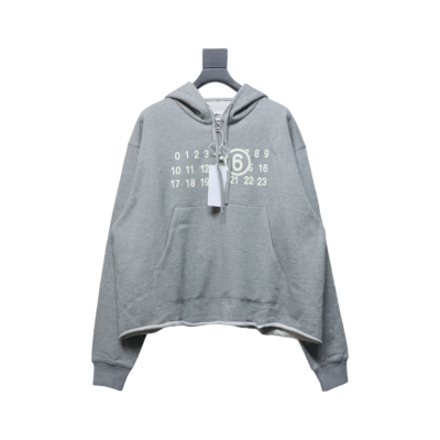 Maison Margiela MM6 23FW Margiela Fluorescent Lettering Hooded Hoodie Grey 01