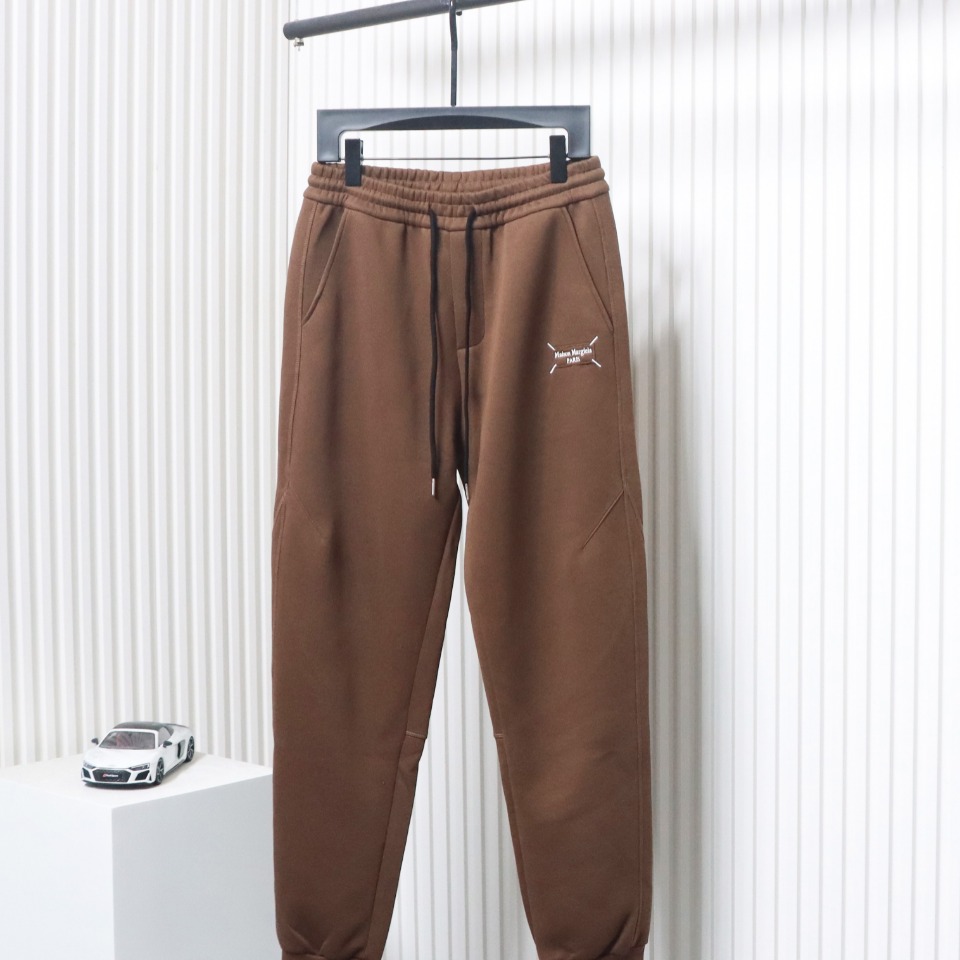 Maison Margiela MM6 Lettering Embroidered Trousers Brown