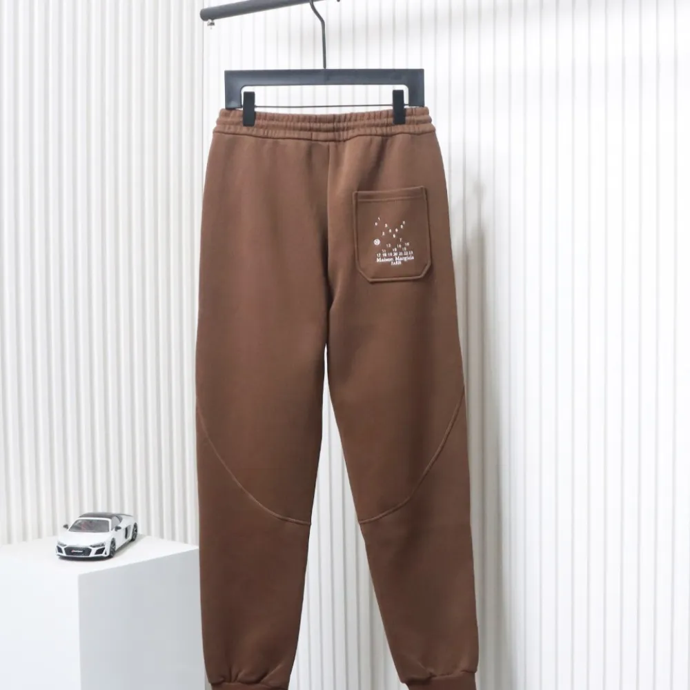 Maison Margiela MM6 Lettering Embroidered Trousers Brown