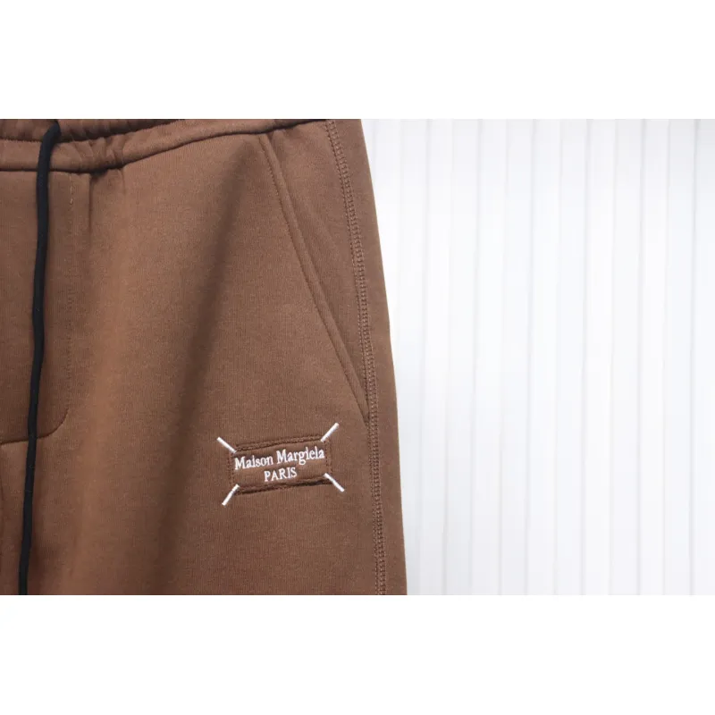 Maison Margiela MM6 Lettering Embroidered Trousers Brown