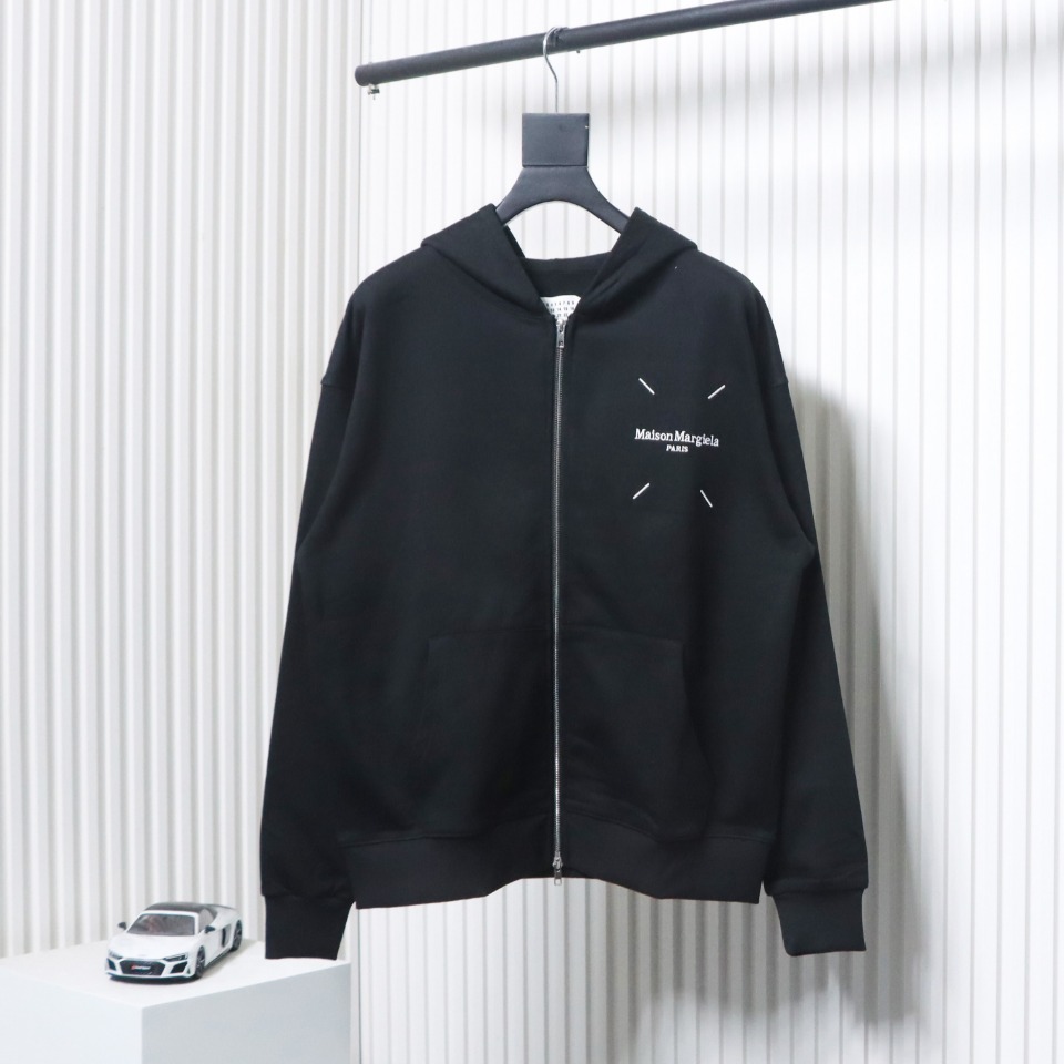 Maison Margiela MM6 Printed Tape Cardigan Hoodie Black