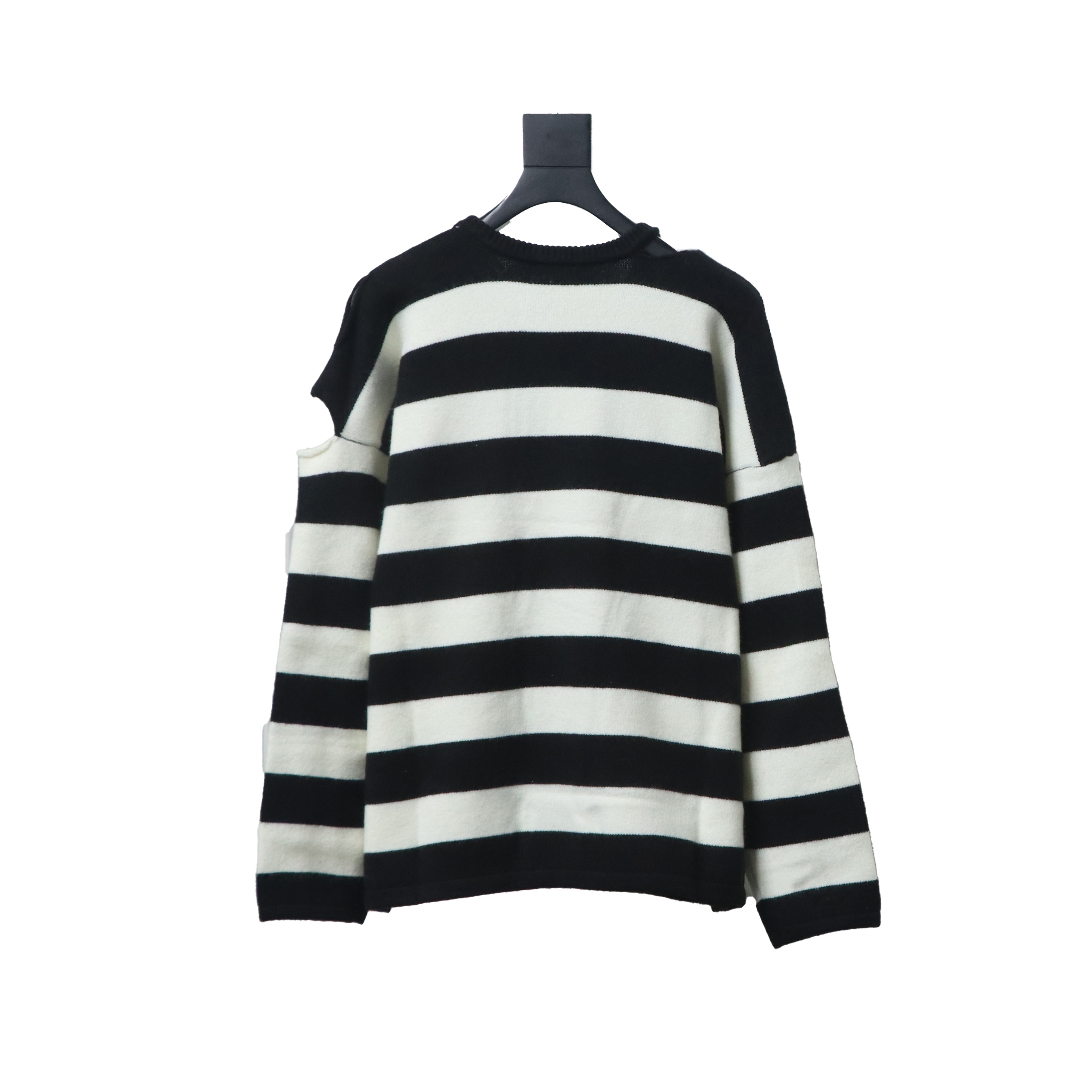 Maison Margiela x Tommy Cash Black And White Striped Letter Embroidered Crew Neck Sweater