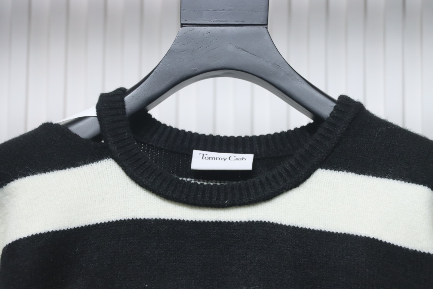 Maison Margiela x Tommy Cash Black And White Striped Letter Embroidered Crew Neck Sweater