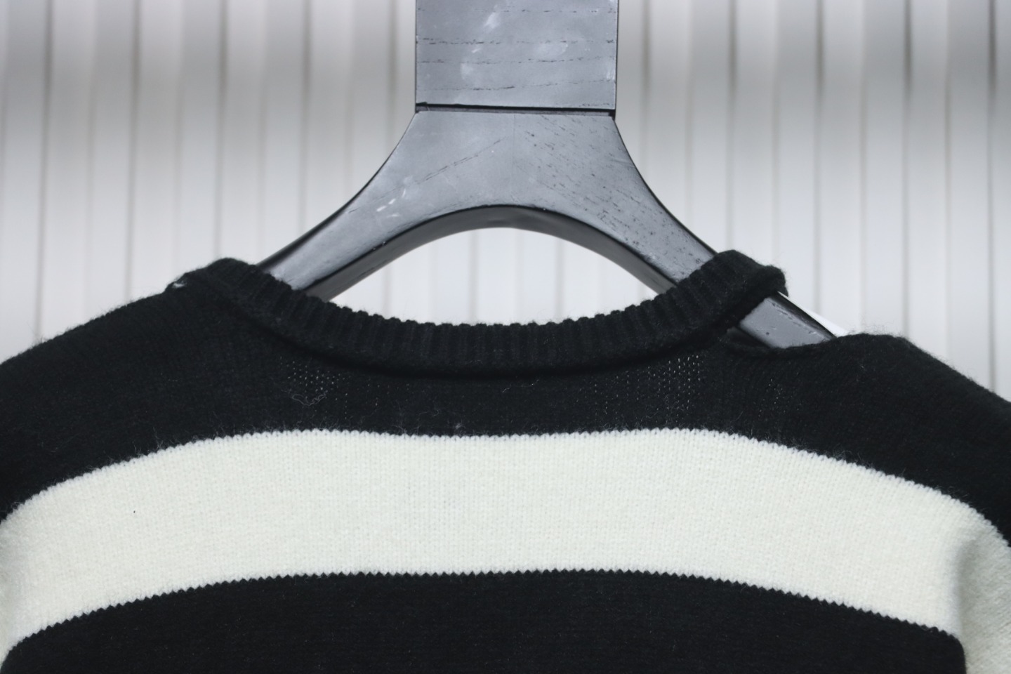 Maison Margiela x Tommy Cash Black And White Striped Letter Embroidered Crew Neck Sweater