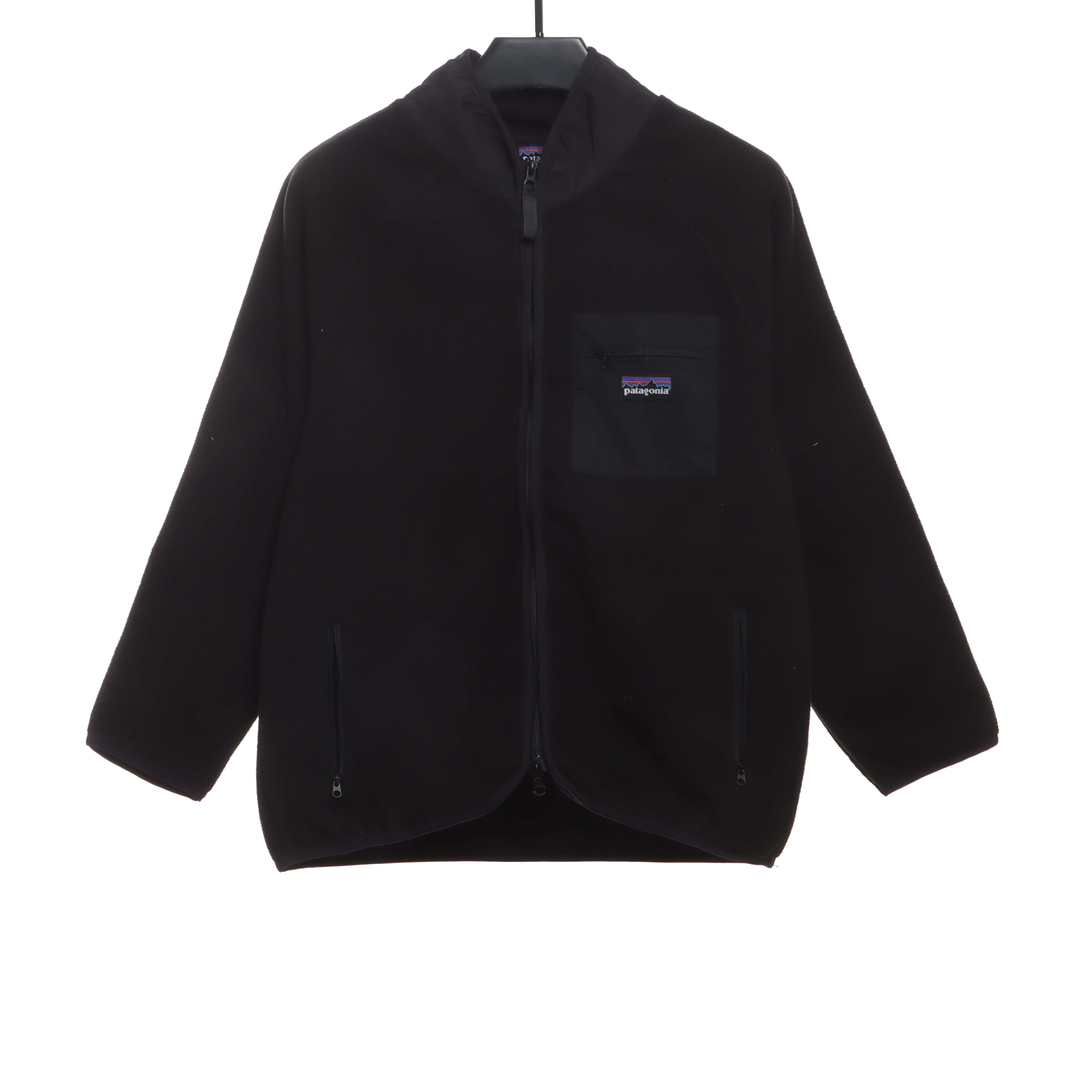 Patagonia Chest Pocket Polar Fleece Stand Collar Jacket Black