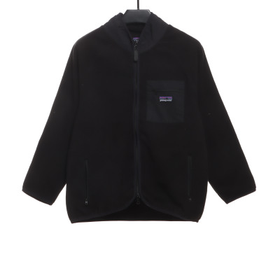 Patagonia Chest Pocket Polar Fleece Stand Collar Jacket Black 01