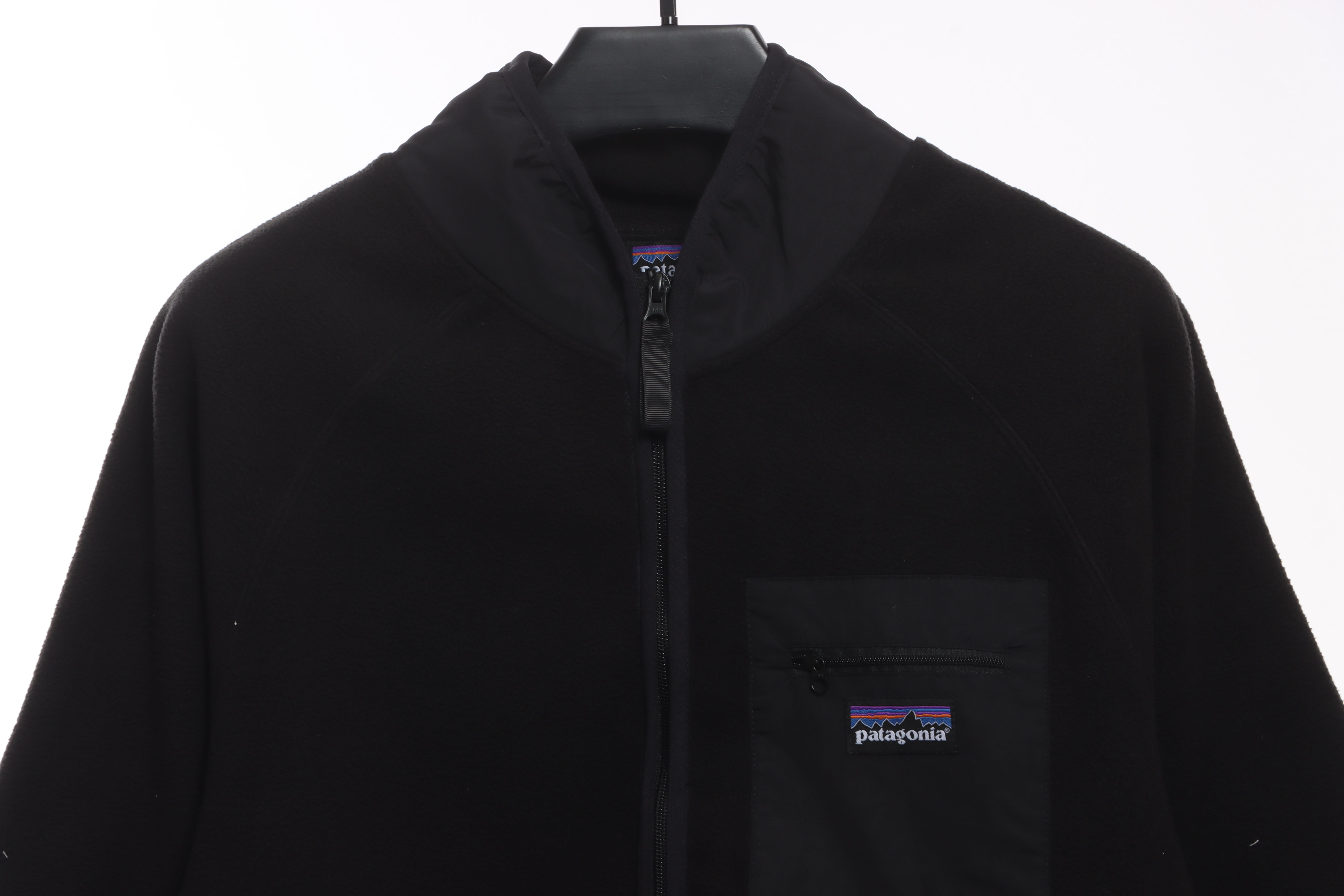 Patagonia Chest Pocket Polar Fleece Stand Collar Jacket Black