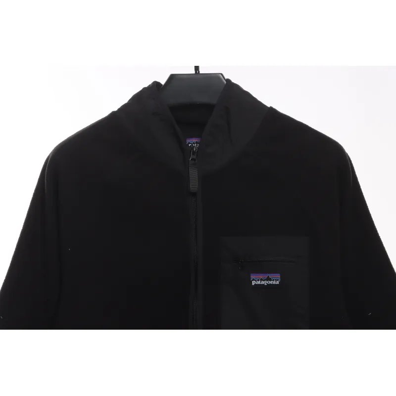 Patagonia Chest Pocket Polar Fleece Stand Collar Jacket Black