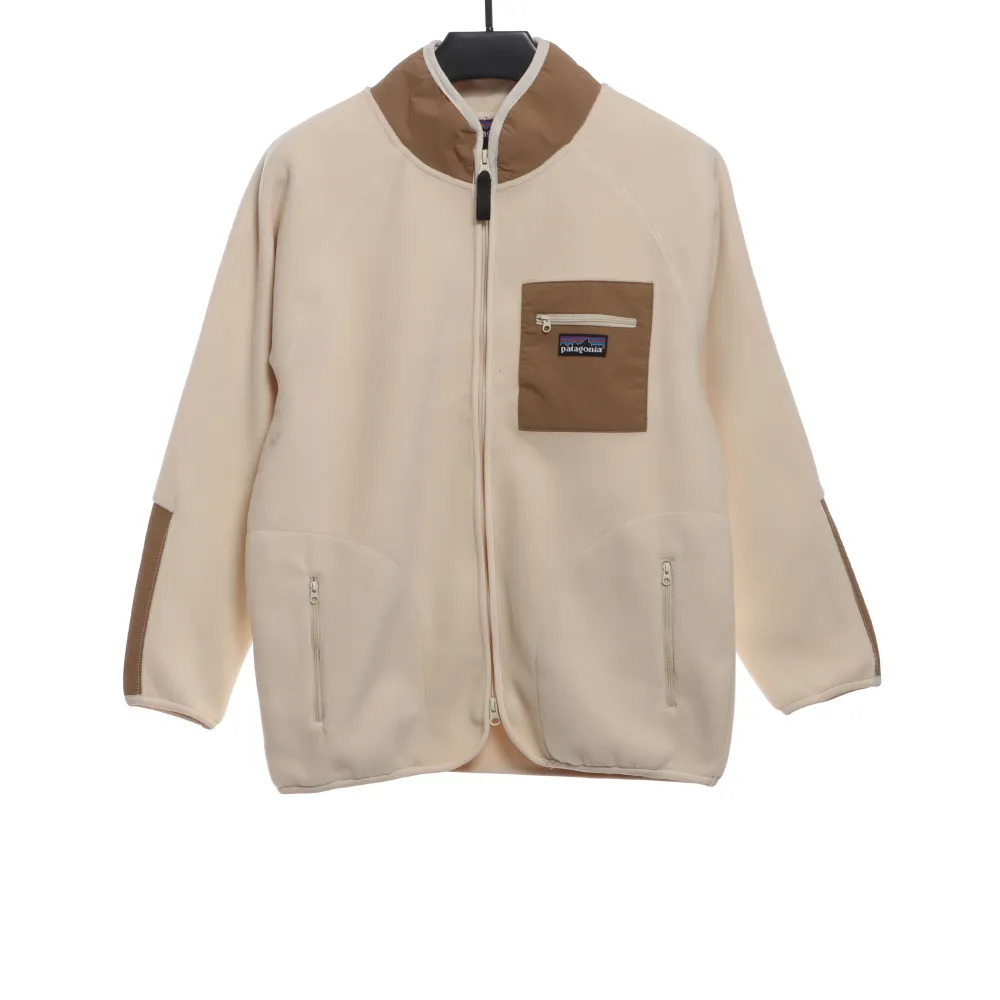 Patagonia Chest Pocket Polar Fleece Stand Collar Jacket Khaki
