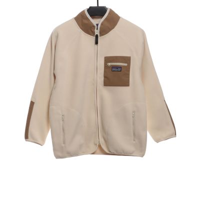 Patagonia Chest Pocket Polar Fleece Stand Collar Jacket Khaki 01