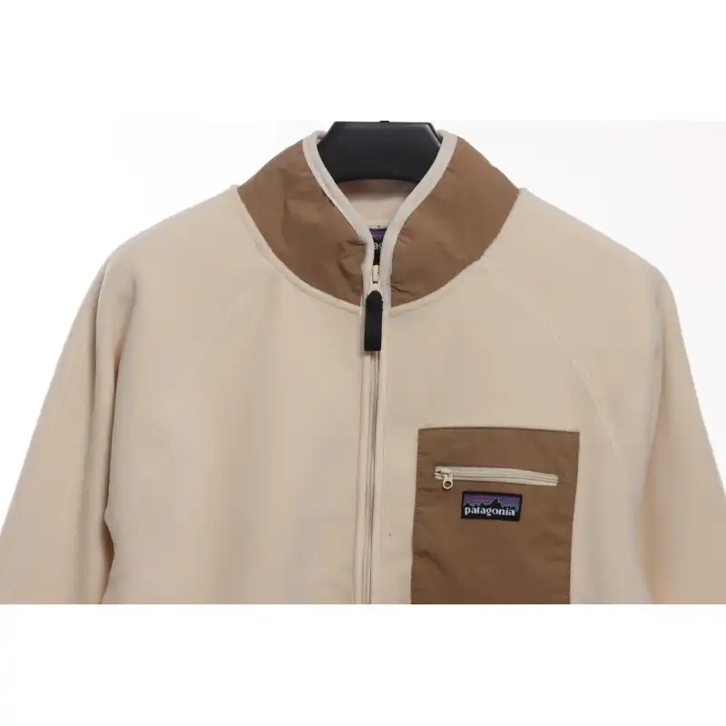 Patagonia Chest Pocket Polar Fleece Stand Collar Jacket Khaki