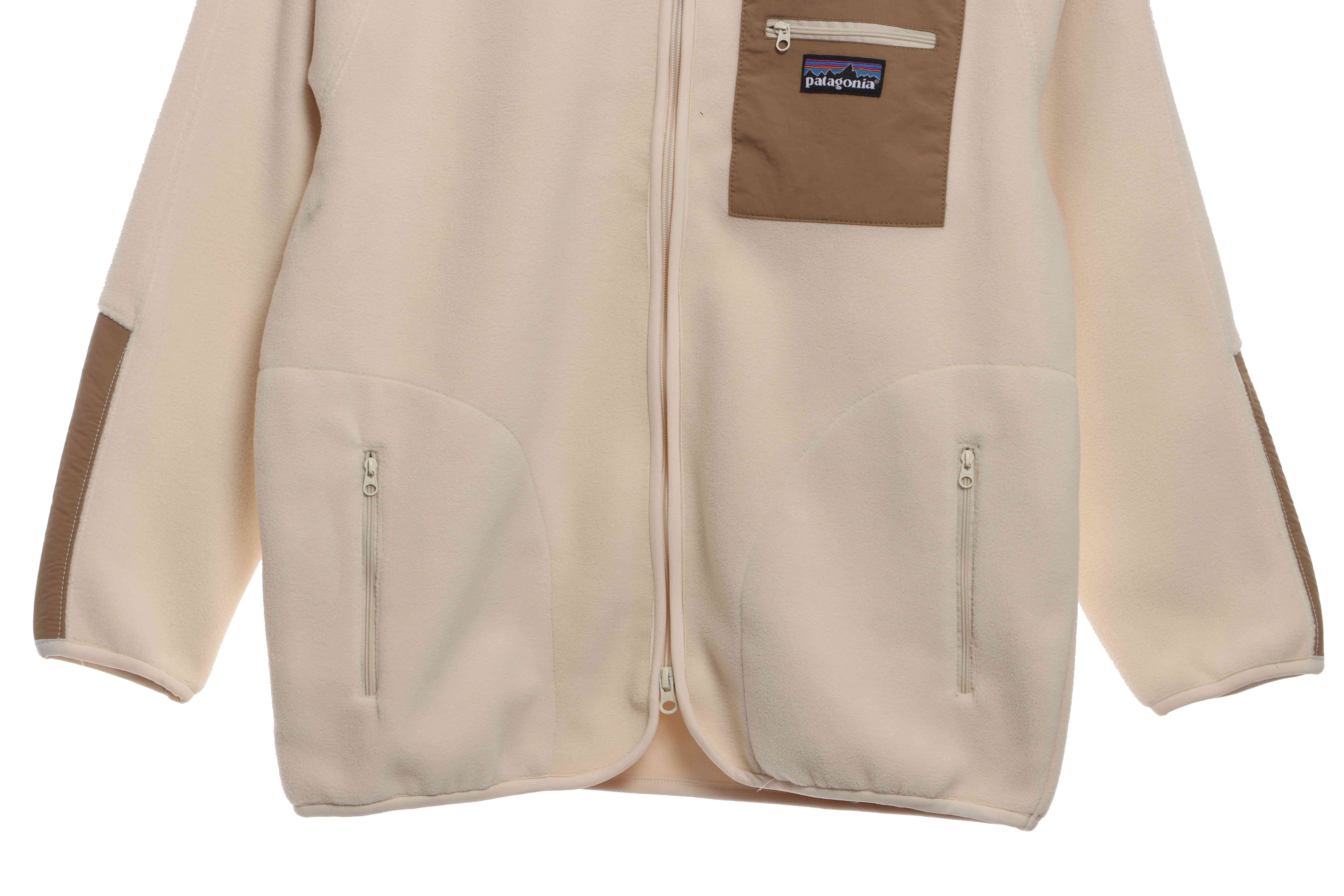 Patagonia Chest Pocket Polar Fleece Stand Collar Jacket Khaki