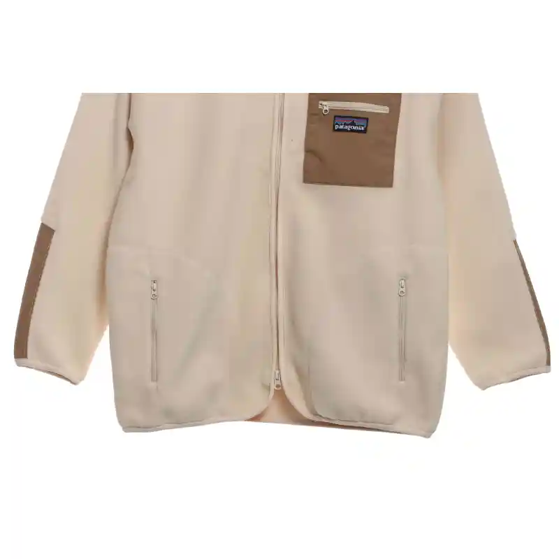 Patagonia Chest Pocket Polar Fleece Stand Collar Jacket Khaki