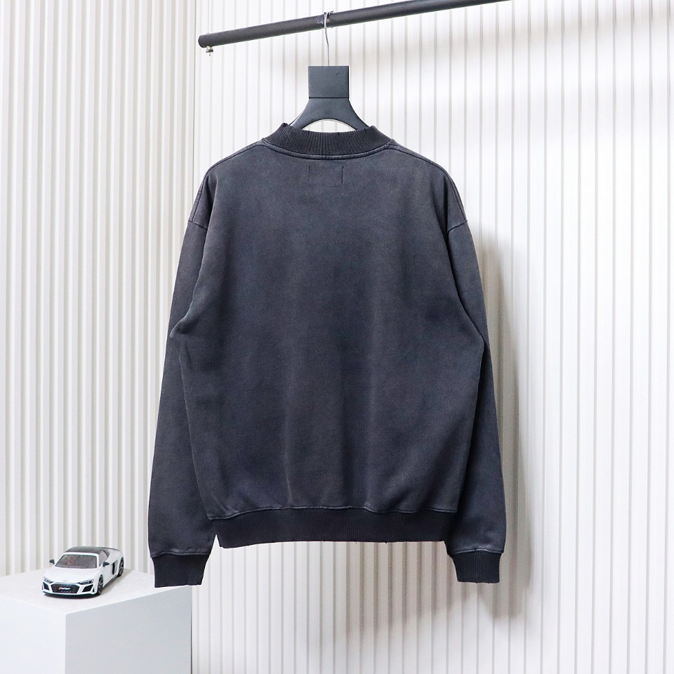 Represent 24FW Basic Washed Distressed Crew Neck Hoodie