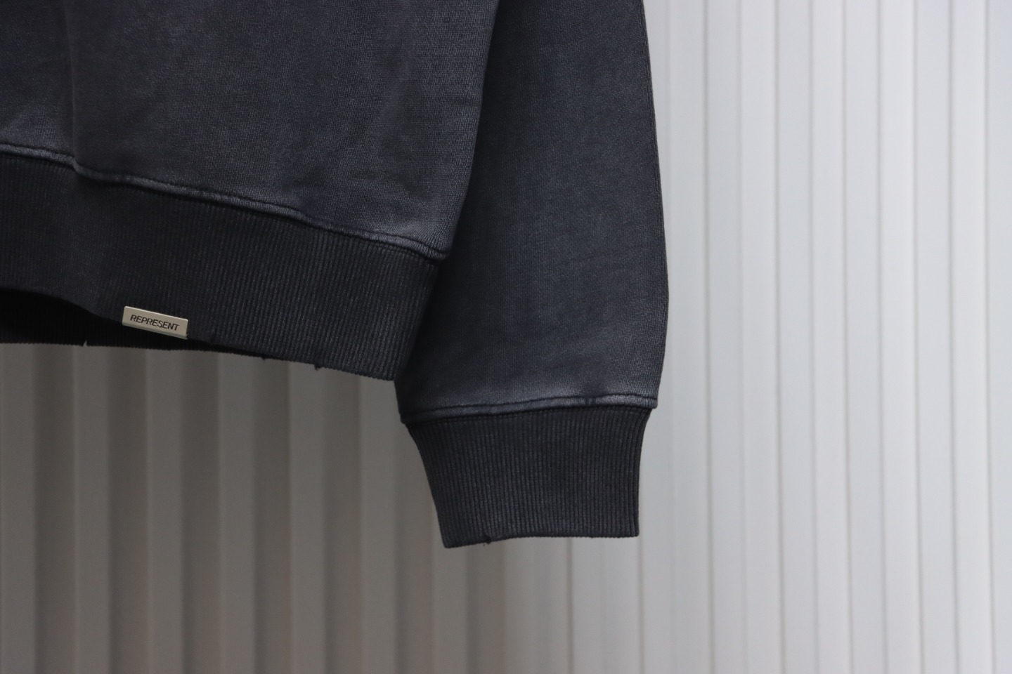 Represent 24FW Basic Washed Distressed Crew Neck Hoodie