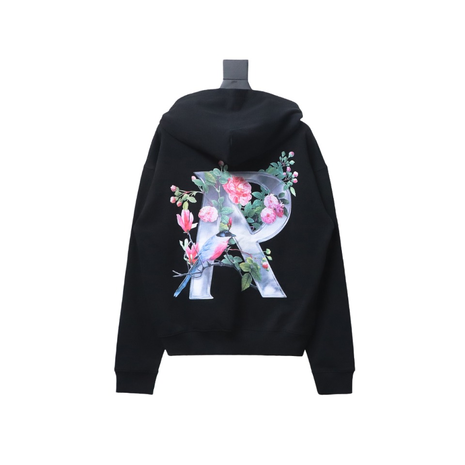 Represent 24FW Floral Hooded Hoodie Black