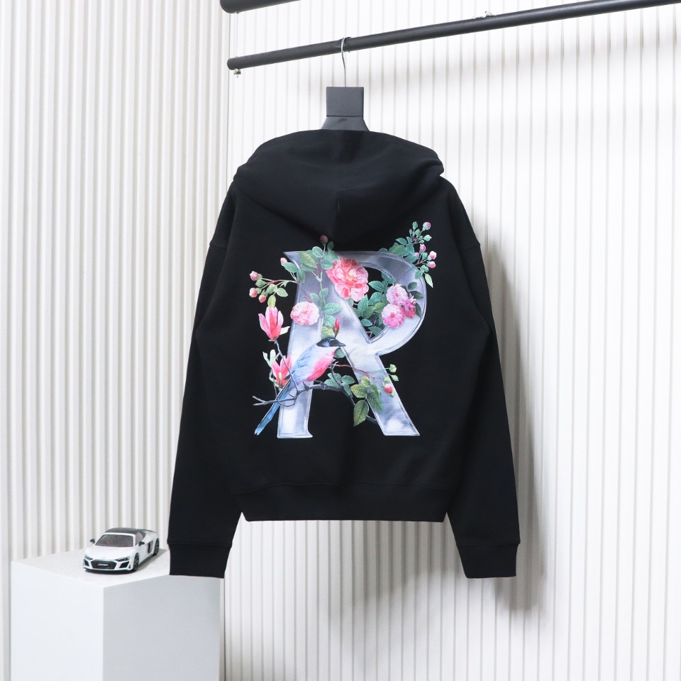 Represent 24FW Floral Hooded Hoodie Black