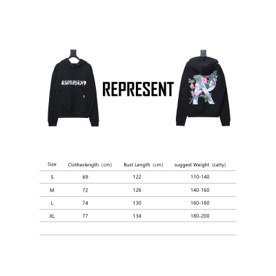 Represent 24FW Floral Hooded Hoodie Black 02