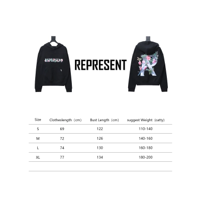Represent 24FW Floral Hooded Hoodie Black 02
