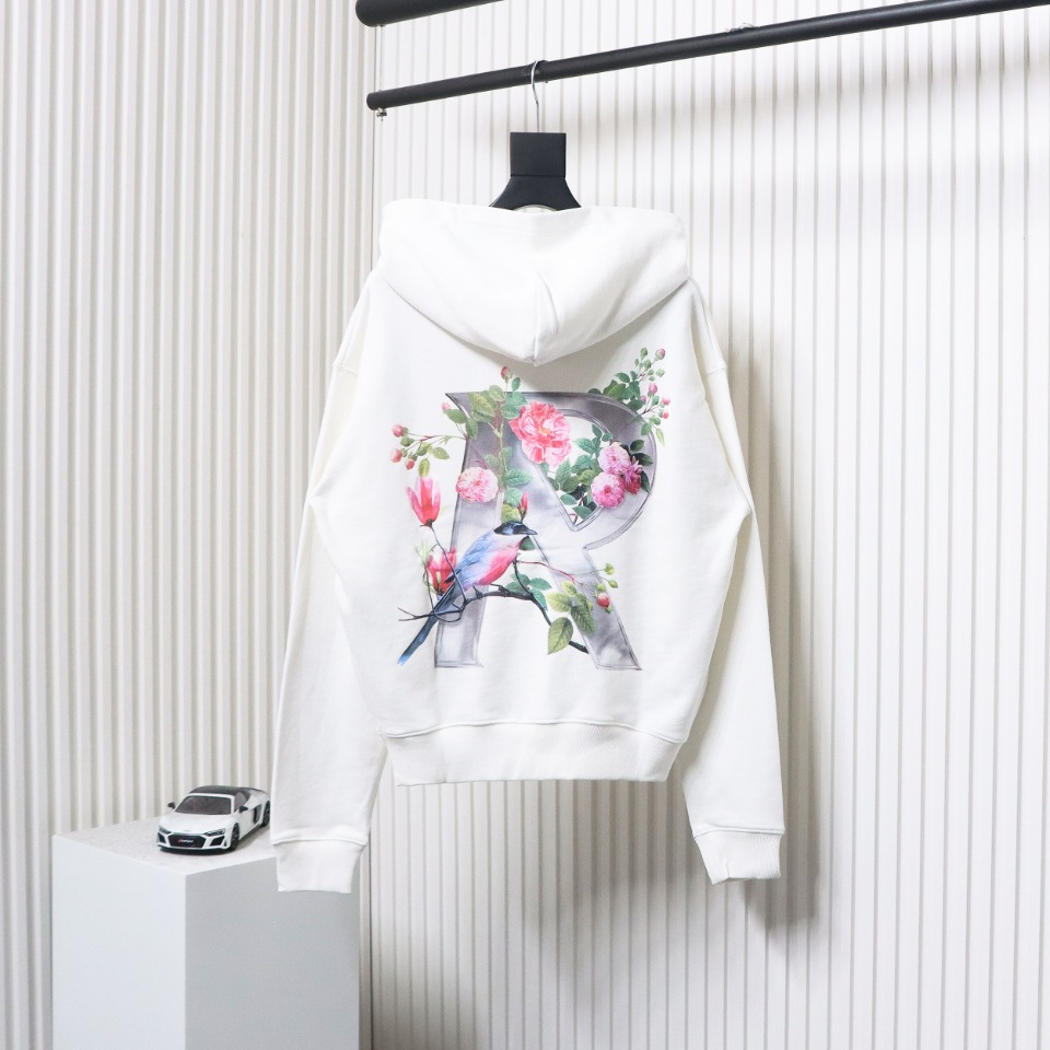 Represent 24FW Floral Hooded Hoodie White