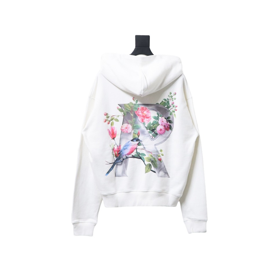 Represent 24FW Floral Hooded Hoodie White