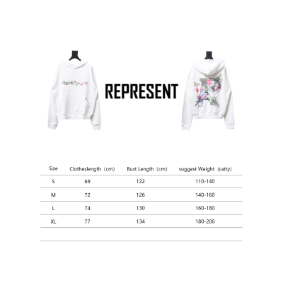 Represent 24FW Floral Hooded Hoodie White 02