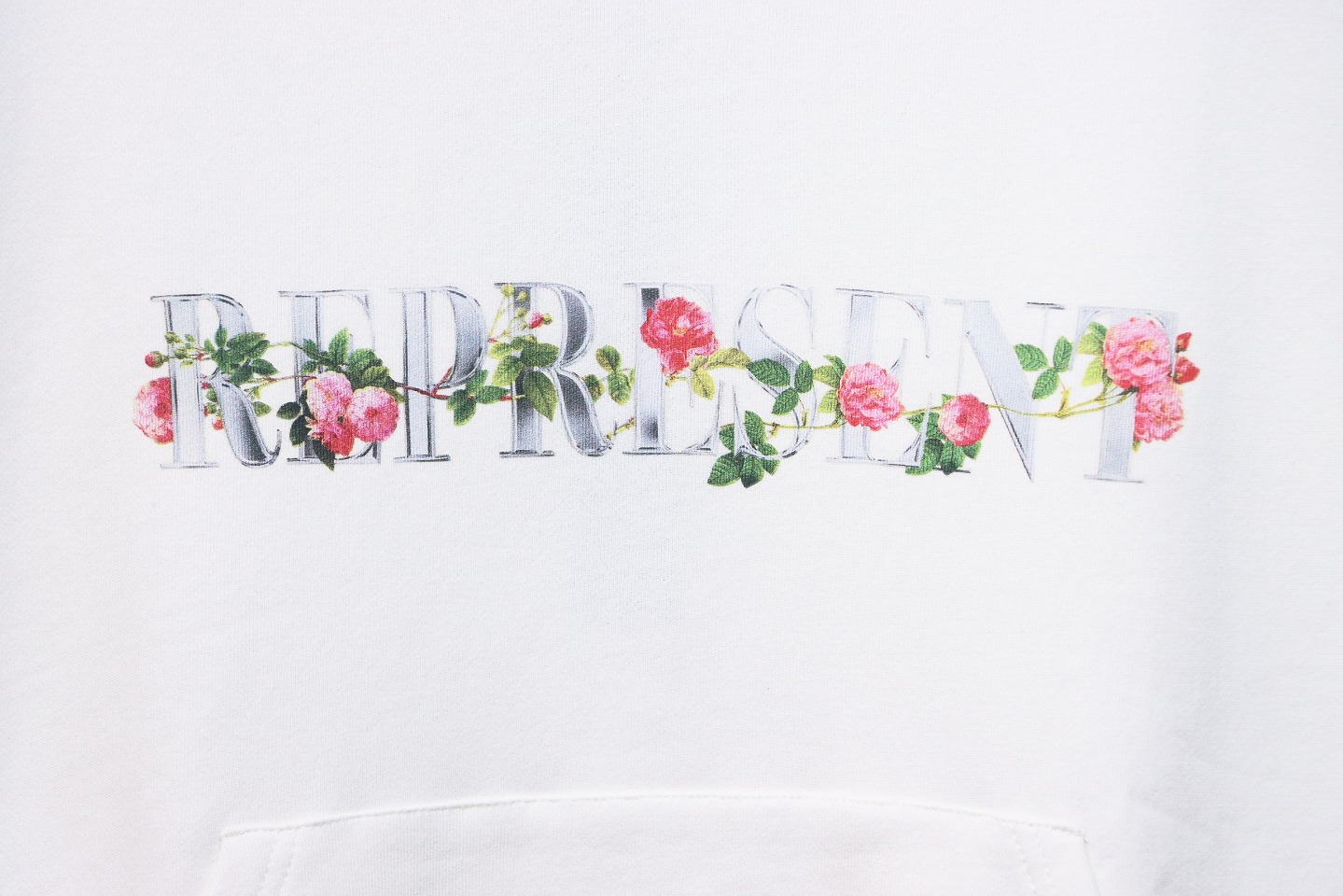 Represent 24FW Floral Hooded Hoodie White