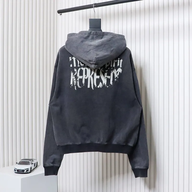 Represent 24FW Washed Lettering Hoodie
