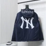 Supreme x MLB 24FW Co-Branded Hooded Zip-Up Jacket Blue