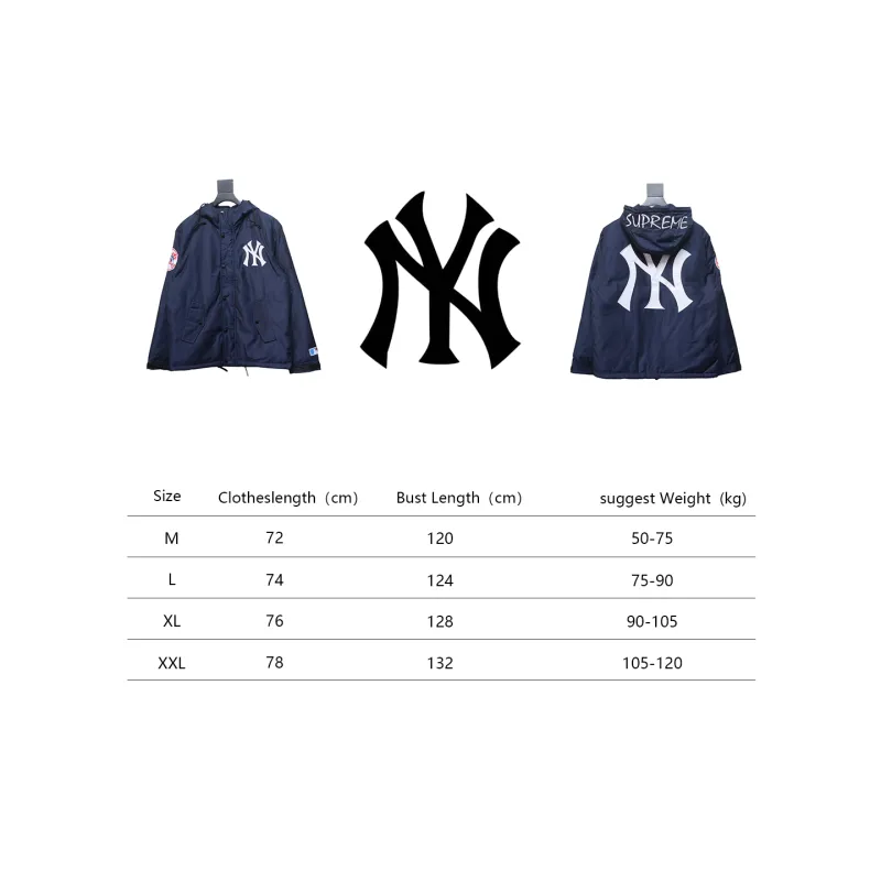 Supreme x MLB 24FW Co-Branded Hooded Zip-Up Jacket Blue